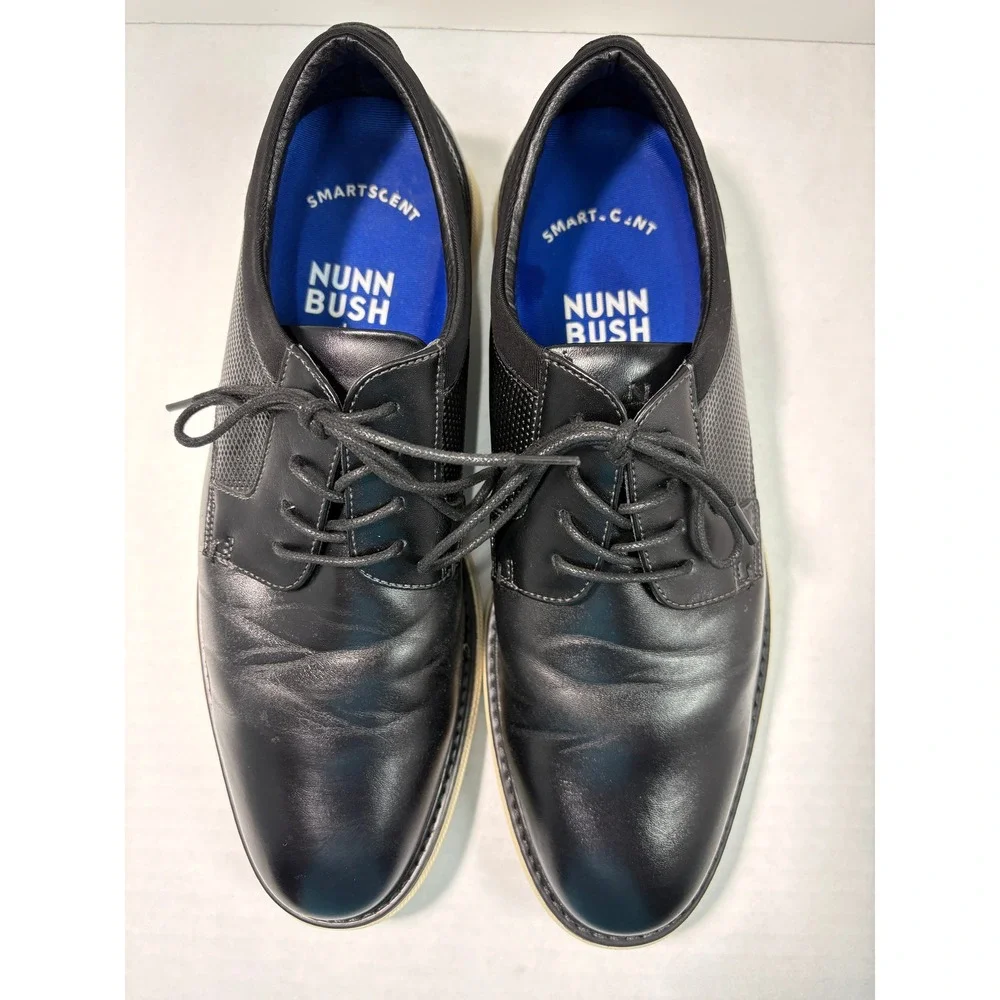 Nunn Bush Kore Mens Black Hybrid Dress Shoes Plain Toe Oxford 10M MS0007